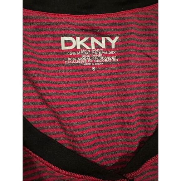 DKNY red gray striped modal blend minimalist casual long sleeve shirt sz S - Picture 3 of 8
